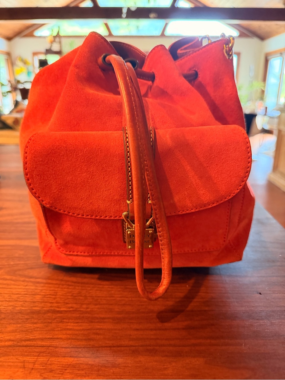 Dooney & Burke suede Drawstring Bucket Bag Vintage